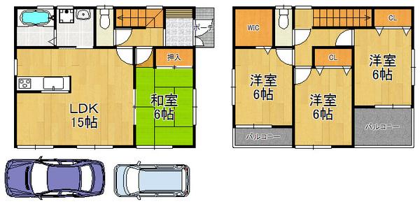Floor plan. 34,800,000 yen, 4LDK, Land area 100 sq m , Building area 94.77 sq m