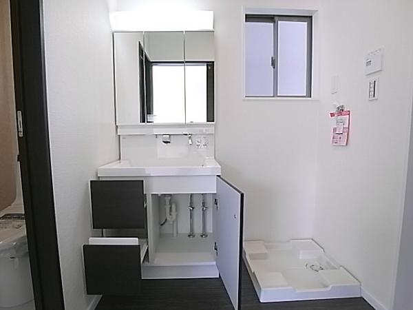 Wash basin, toilet. Wash basin with storage enhancement of the shower