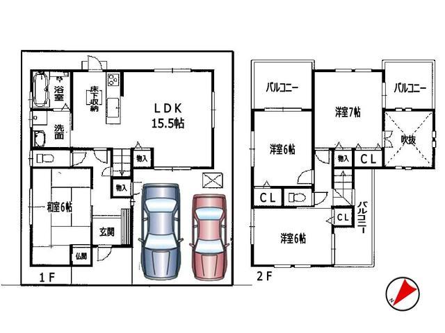 Floor plan. 28.8 million yen, 4LDK, Land area 100.63 sq m , Building area 91.22 sq m Takatsuki Tsukahara 2-chome Used Detached