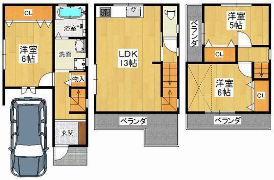 Floor plan. 20,900,000 yen, 3LDK, Land area 70.47 sq m , Building area 82.29 sq m