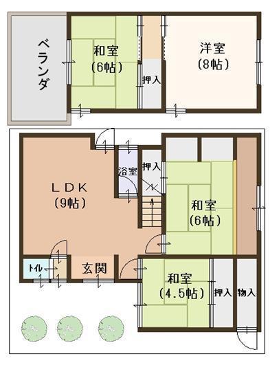 Floor plan. 16.5 million yen, 4LDK, Land area 90.52 sq m , Building area 54.34 sq m