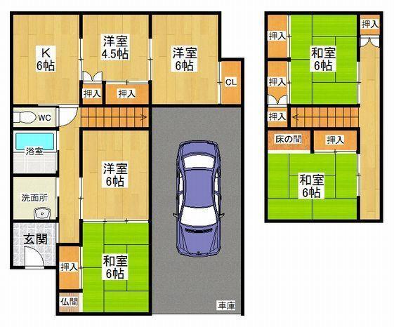 Floor plan. 24 million yen, 6DK, Land area 194.22 sq m , Building area 103.99 sq m
