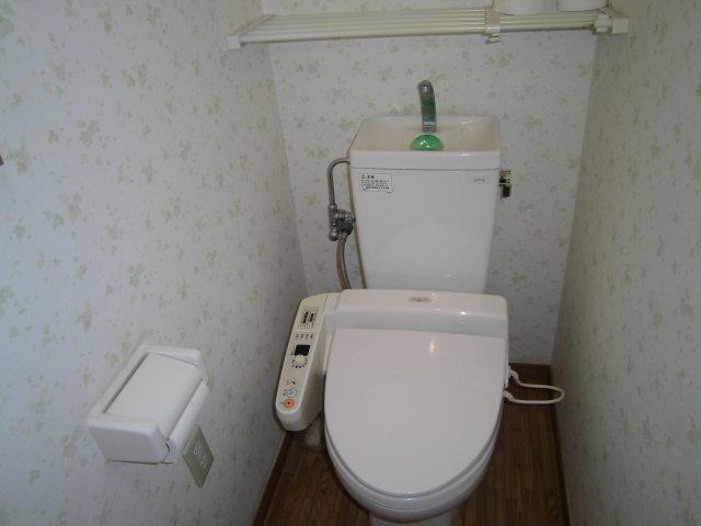 Toilet. 1 floor window with toilet