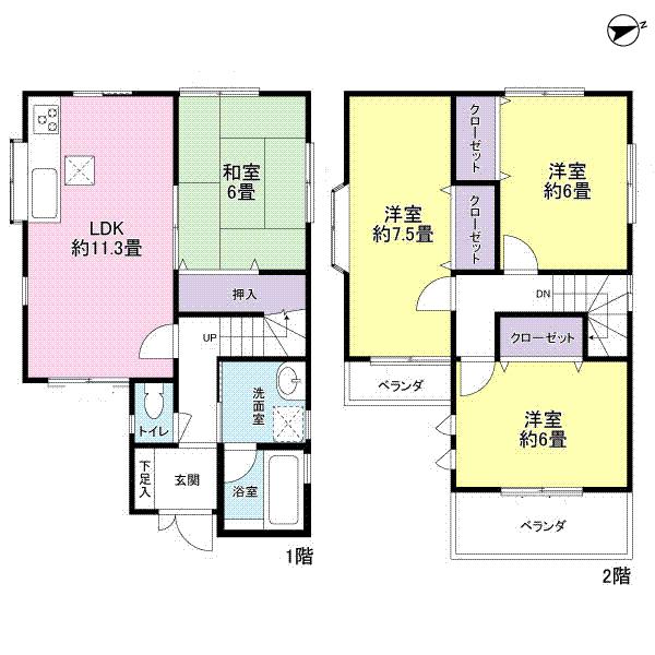 Floor plan. 25,800,000 yen, 4LDK, Land area 80.09 sq m , Building area 86.06 sq m