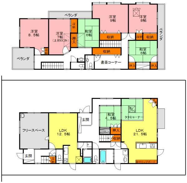 Floor plan. 74,900,000 yen, 7LDK+S, Land area 272.2 sq m , Building area 251.32 sq m