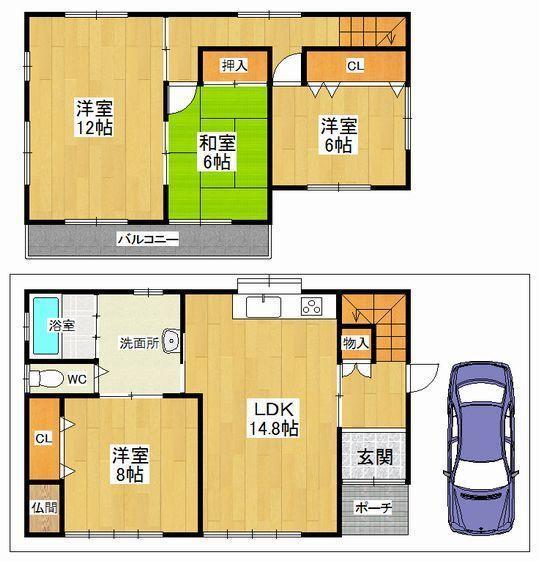 Floor plan. 29,900,000 yen, 4LDK, Land area 101.24 sq m , Building area 110.16 sq m