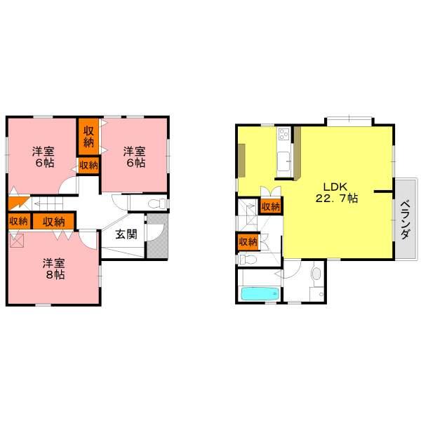 Floor plan. 32,500,000 yen, 3LDK, Land area 97.94 sq m , Building area 99.4 sq m