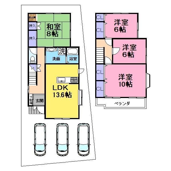 Floor plan. 29,800,000 yen, 4LDK, Land area 129.23 sq m , Building area 102.33 sq m