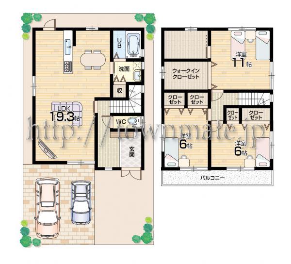 Floor plan. 29,900,000 yen, 3LDK, Land area 100.18 sq m , Building area 101.54 sq m Floor