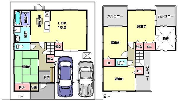 Floor plan. 28.8 million yen, 4LDK, Land area 100.63 sq m , Building area 91.22 sq m