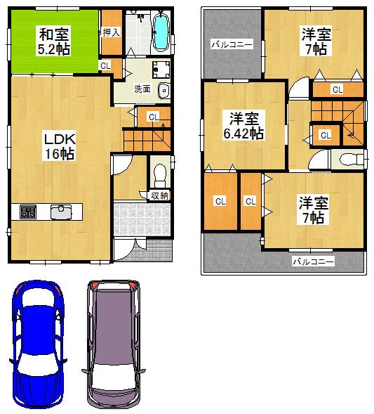 Floor plan. 34,200,000 yen, 4LDK, Land area 111.49 sq m , House building area 99.88 sq m storage space plenty of 4LDK