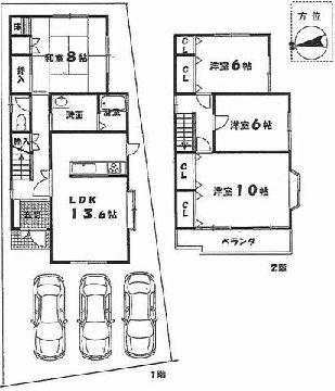 Floor plan. 29,800,000 yen, 4LDK, Land area 129.23 sq m , Building area 102.33 sq m