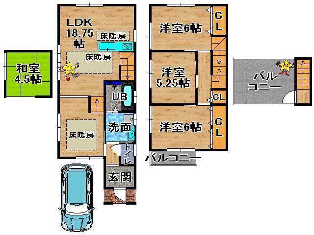 Floor plan. 29,800,000 yen, 4LDK, Land area 85.6 sq m , Building area 82.63 sq m LDK18 quires more Rooftop balcony