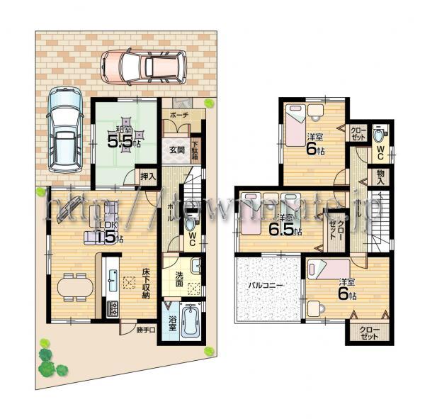 Floor plan. 33,800,000 yen, 4LDK, Land area 105.82 sq m , Building area 92.34 sq m floor plan land area 105.82 square meters building area 92.34 square meters