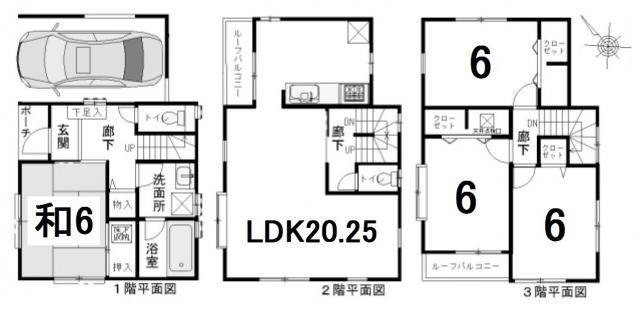 Floor plan. 21.5 million yen, 4LDK, Land area 73.21 sq m , Building area 107.63 sq m 2008 building! 4LDK! 