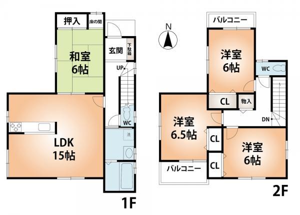 Floor plan. 31,800,000 yen, 4LDK, Land area 98.57 sq m , Building area 94.77 sq m