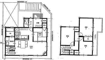 Floor plan. 34,840,000 yen, 4LDK, Land area 103.63 sq m , Building area 92.73 sq m LDK is located about 16.7 Pledge! Living the top has become a stairwell, It is open! Toilet is located on each floor! Being sold in only the land: the price is 16,950,000 yen!