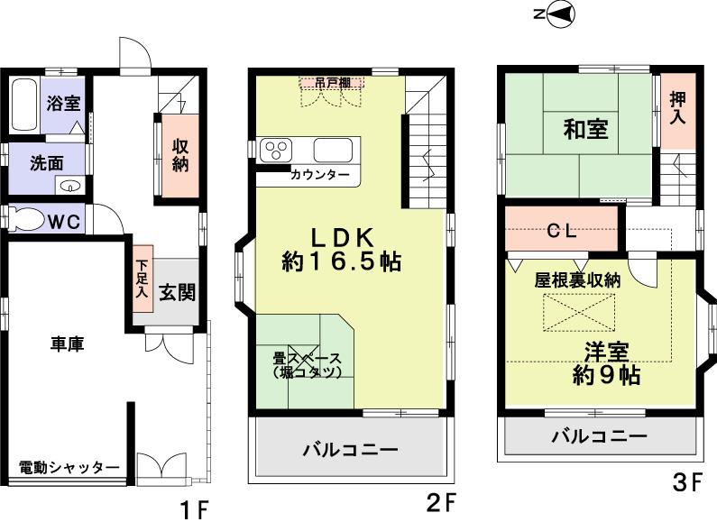 Floor plan. 16.3 million yen, 2LDK, Land area 48.58 sq m , Building area 88.61 sq m