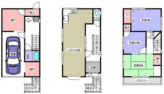 Floor plan. 14.8 million yen, 3LDK + S (storeroom), Land area 53.28 sq m , Building area 103.68 sq m