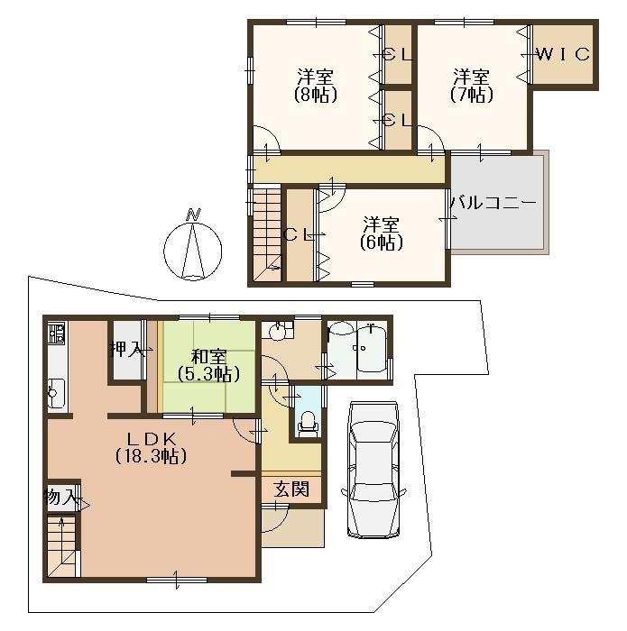 Floor plan. 36,800,000 yen, 4LDK, Land area 101.12 sq m , Building area 108.07 sq m