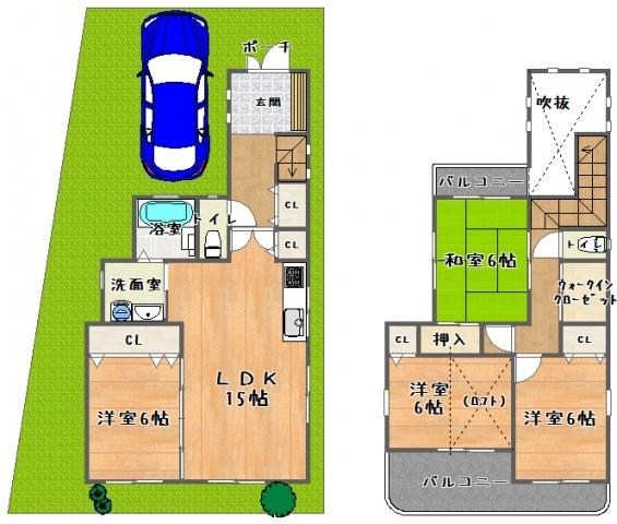 Floor plan. 24,800,000 yen, 4LDK, Land area 100.63 sq m , Building area 100.78 sq m