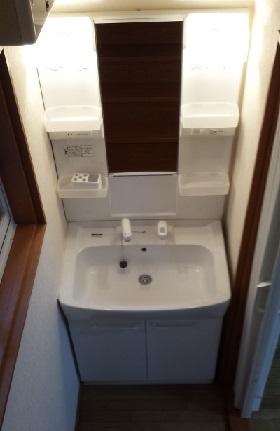 Wash basin, toilet. Shampoo is Dresser