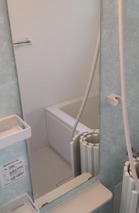 Bathroom. It is with a convenient bathroom mirror