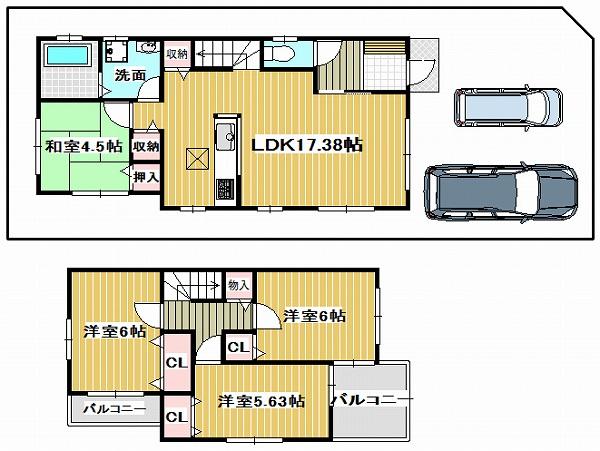 Floor plan. (C No. land), Price 33,800,000 yen, 4LDK, Land area 100.01 sq m , Building area 89.7 sq m