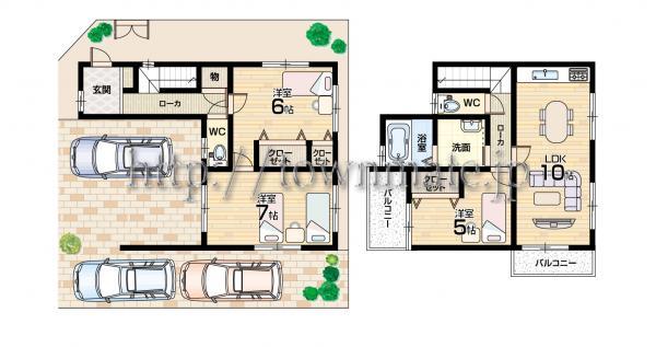 Floor plan. 28.8 million yen, 3LDK, Land area 126.63 sq m , Building area 94.81 sq m Floor