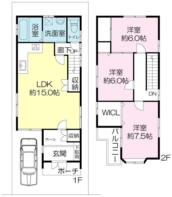 Floor plan. 30,800,000 yen, 3LDK + S (storeroom), Land area 90.08 sq m , Building area 85.04 sq m