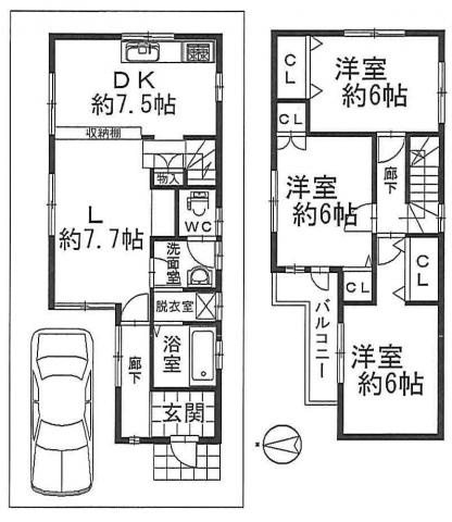 Floor plan. 24,900,000 yen, 3LDK, Land area 86.68 sq m , Building area 85.28 sq m 3LDK! Renovation completed! 