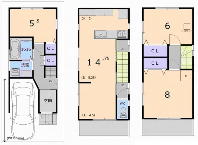 Floor plan. 24,800,000 yen, 3LDK, Land area 51 sq m , Building area 89.73 sq m JR Takatsuki Station 18 mins!