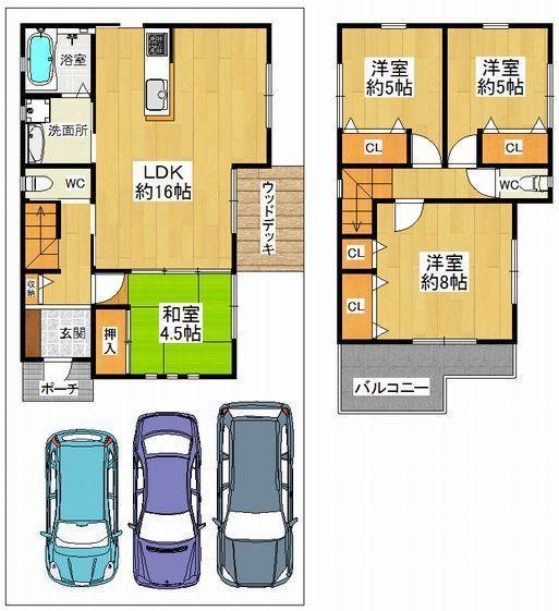 Floor plan. 36,700,000 yen, 4LDK, Land area 117.06 sq m , Building area 91.53 sq m
