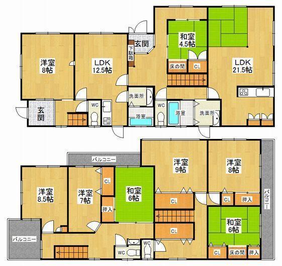 Floor plan. 74,900,000 yen, 7LDK+S, Land area 272.2 sq m , Building area 251.32 sq m