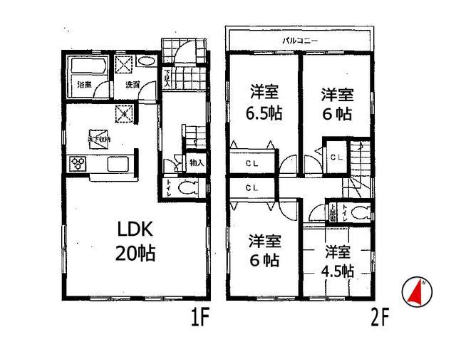 Floor plan. 27,900,000 yen, 4LDK, Land area 120 sq m , Building area 95.98 sq m Takatsuki Yayoigaoka cho 4 Building Floor