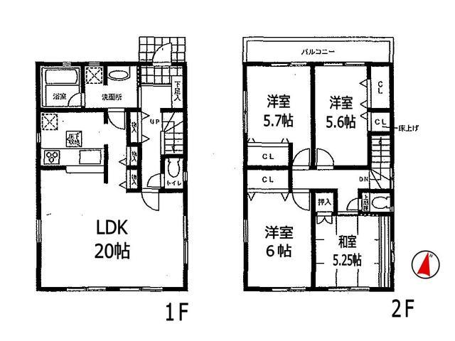Floor plan. 27,900,000 yen, 4LDK, Land area 120 sq m , Building area 95.98 sq m Takatsuki Yayoigaoka cho 5 Building Floor