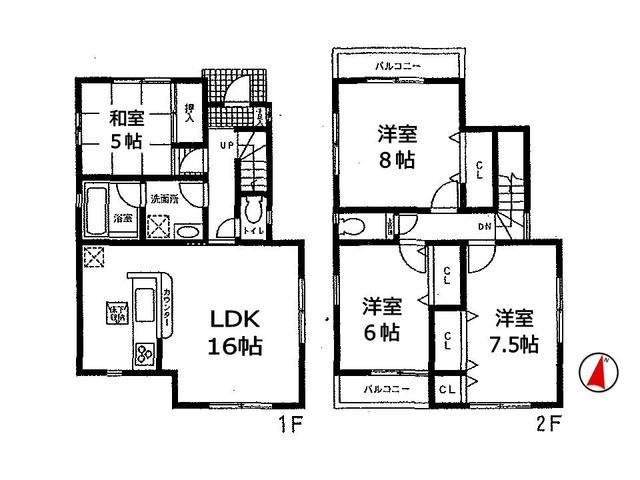 Floor plan. 27,900,000 yen, 4LDK, Land area 120 sq m , Building area 95.98 sq m Takatsuki Yayoigaoka-cho, 6 Building Floor