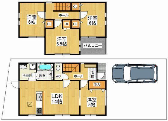 Floor plan. 34,800,000 yen, 4LDK, Land area 99.32 sq m , Building area 85.86 sq m