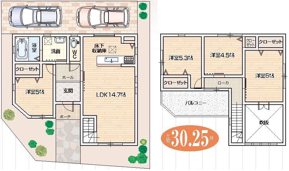 Other building plan example. Building plan example (C No. land) Building price 15,840,000 yen, Building area 100.03 sq m