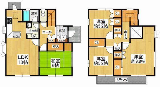 Floor plan. 22,800,000 yen, 4LDK, Land area 142.57 sq m , Building area 118.67 sq m