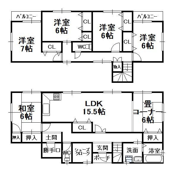 Floor plan. 35,800,000 yen, 5LDK, Land area 287 sq m , Building area 137.46 sq m