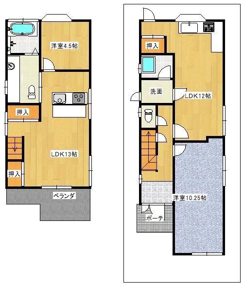 Floor plan. 9.8 million yen, 2LLDDKK, Land area 109 sq m , Building area 67.06 sq m