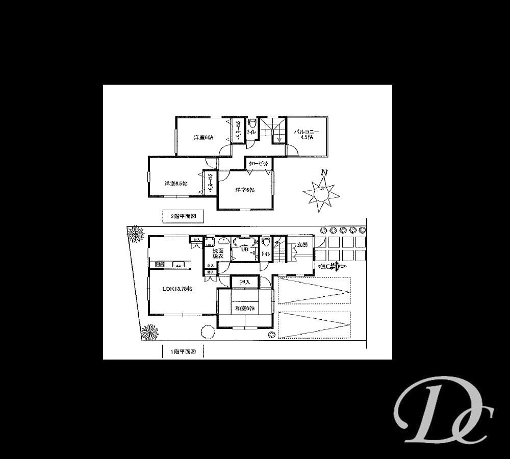 Compartment view + building plan example. Building plan example, Land price 27,210,000 yen, Land area 118.12 sq m , Building price 15.8 million yen, Building area 98.82 sq m