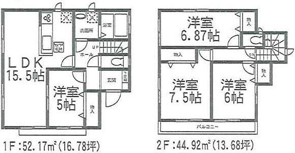 Floor plan. 38,800,000 yen, 4LDK, Land area 105.95 sq m , Building area 97.09 sq m