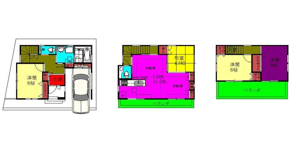 Floor plan. 29,800,000 yen, 4LDK, Land area 66.46 sq m , It is a building area of ​​103.96 sq m frontage of the building is widely sunny and airy house!