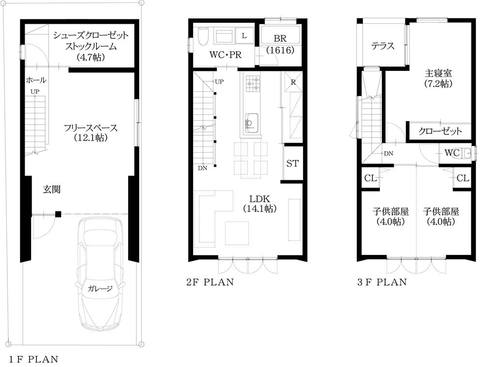 Building plan example (floor plan). Building plan example (C No. land) 3LDK + S, Land price 15.9 million yen, Land area 65.37 sq m , Building price 18.9 million yen, Building area 104.28 sq m