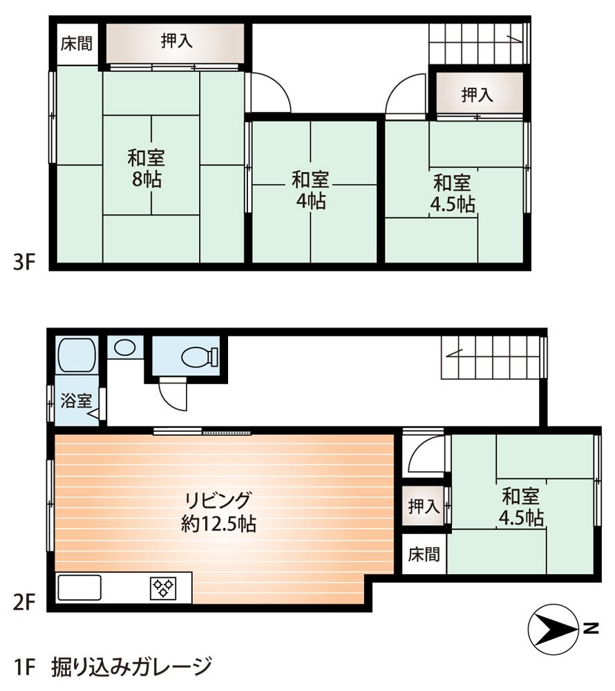 Floor plan. 18 million yen, 4LDK, Land area 63.21 sq m , Building area 134.47 sq m