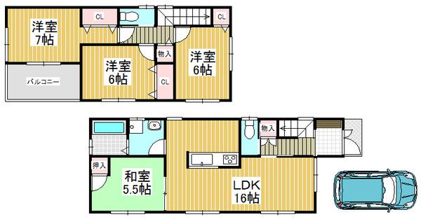 Floor plan. 30,800,000 yen, 4LDK, Land area 101.45 sq m , Building area 93.15 sq m eastward, 4LDK