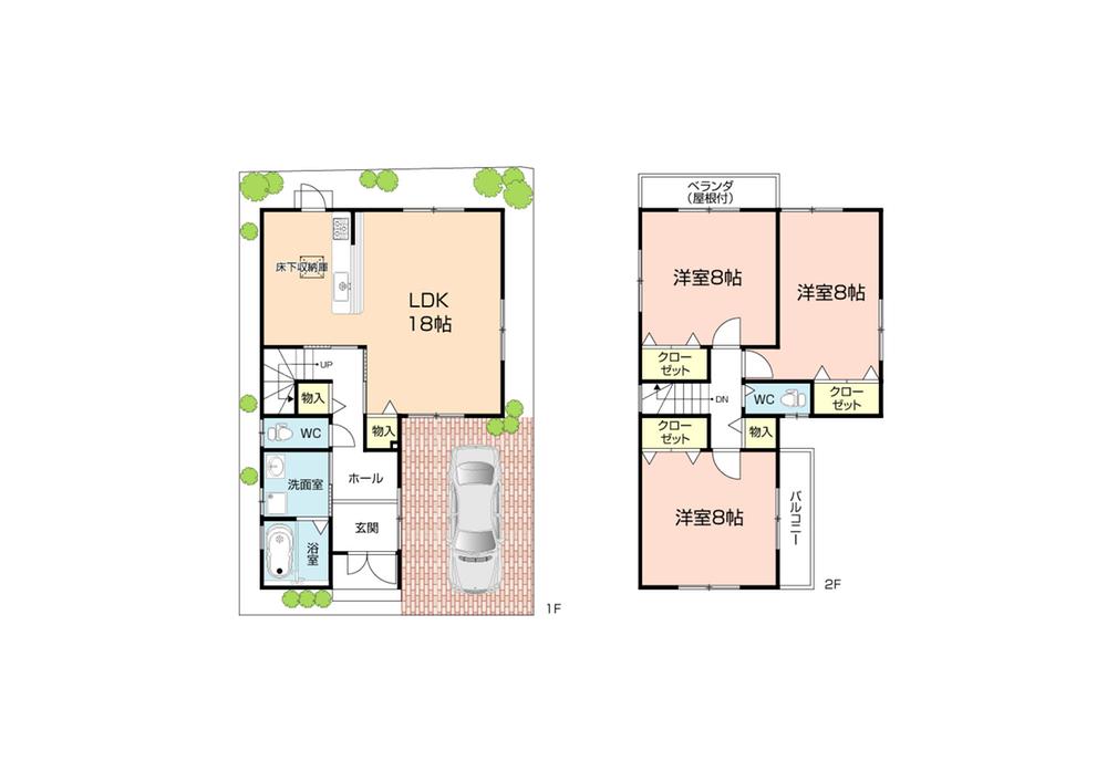 Floor plan. (No. 5 locations), Price 28,200,000 yen, 3LDK, Land area 90.17 sq m , Building area 100.44 sq m
