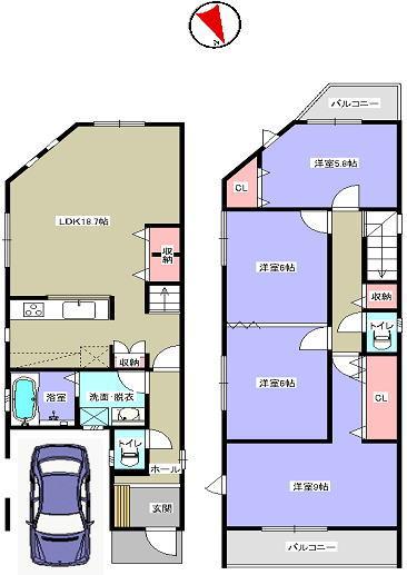 Floor plan. 39,800,000 yen, 4LDK, Land area 96.8 sq m , Building area 101.65 sq m